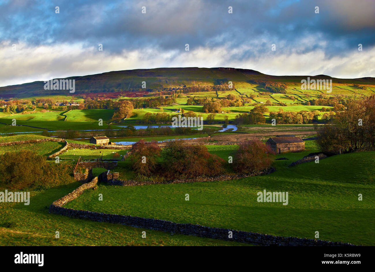 An early morning view of the countryside surrounding Hawes in the Yorkshire Dales Stock Photo