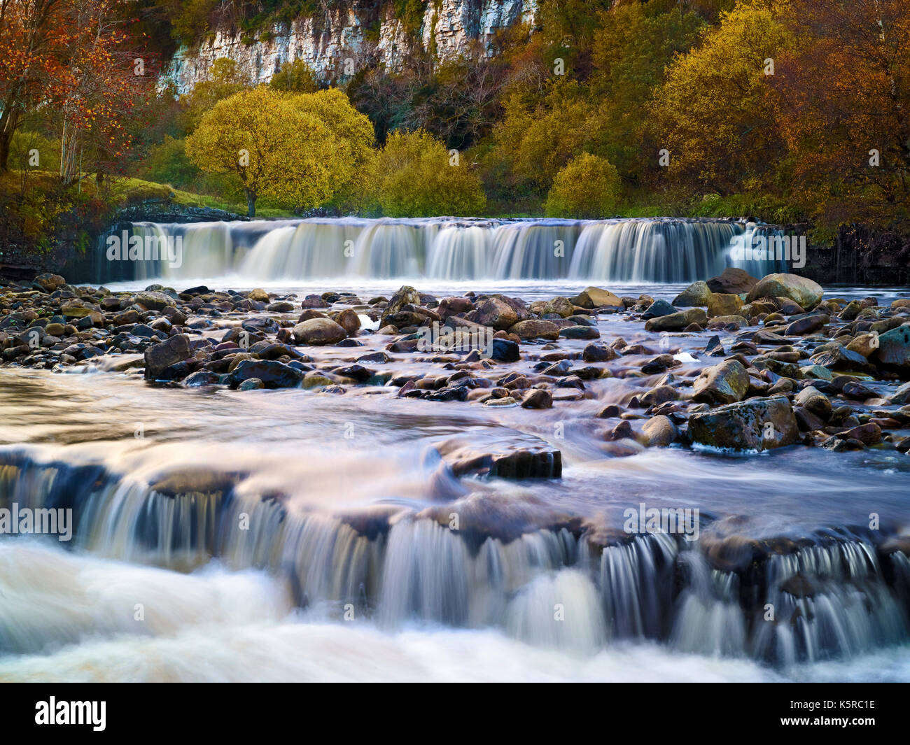 An autumn view of Wain Wath Force in Swaledale, the Yorkshire Dales Stock Photo