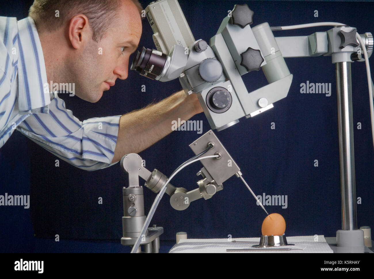 Demonstration of a smart robotic micro-drill, intended for surgical use. Stock Photo