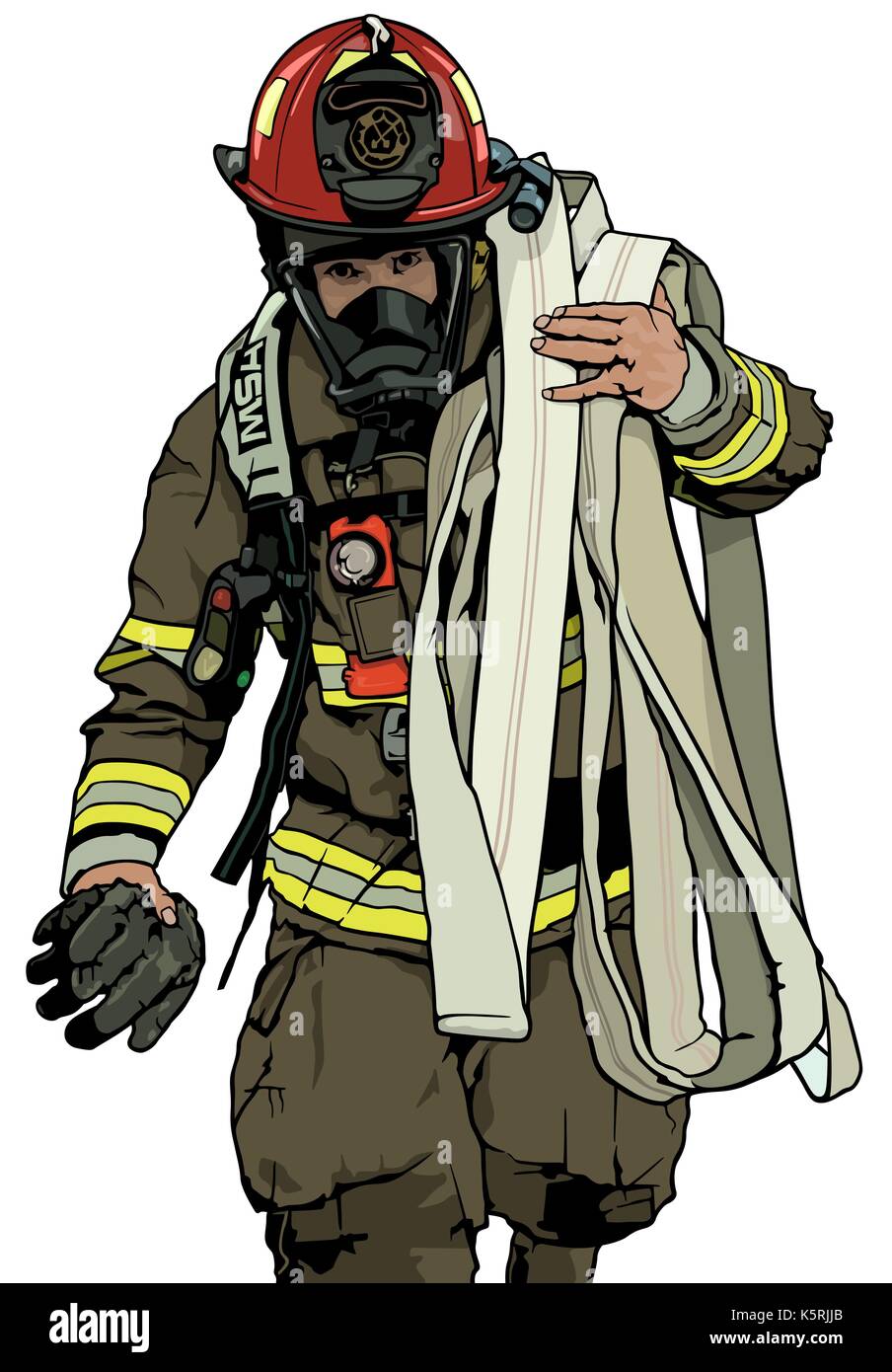 Firefighter With Fire Hose Stock Vector Image & Art - Alamy
