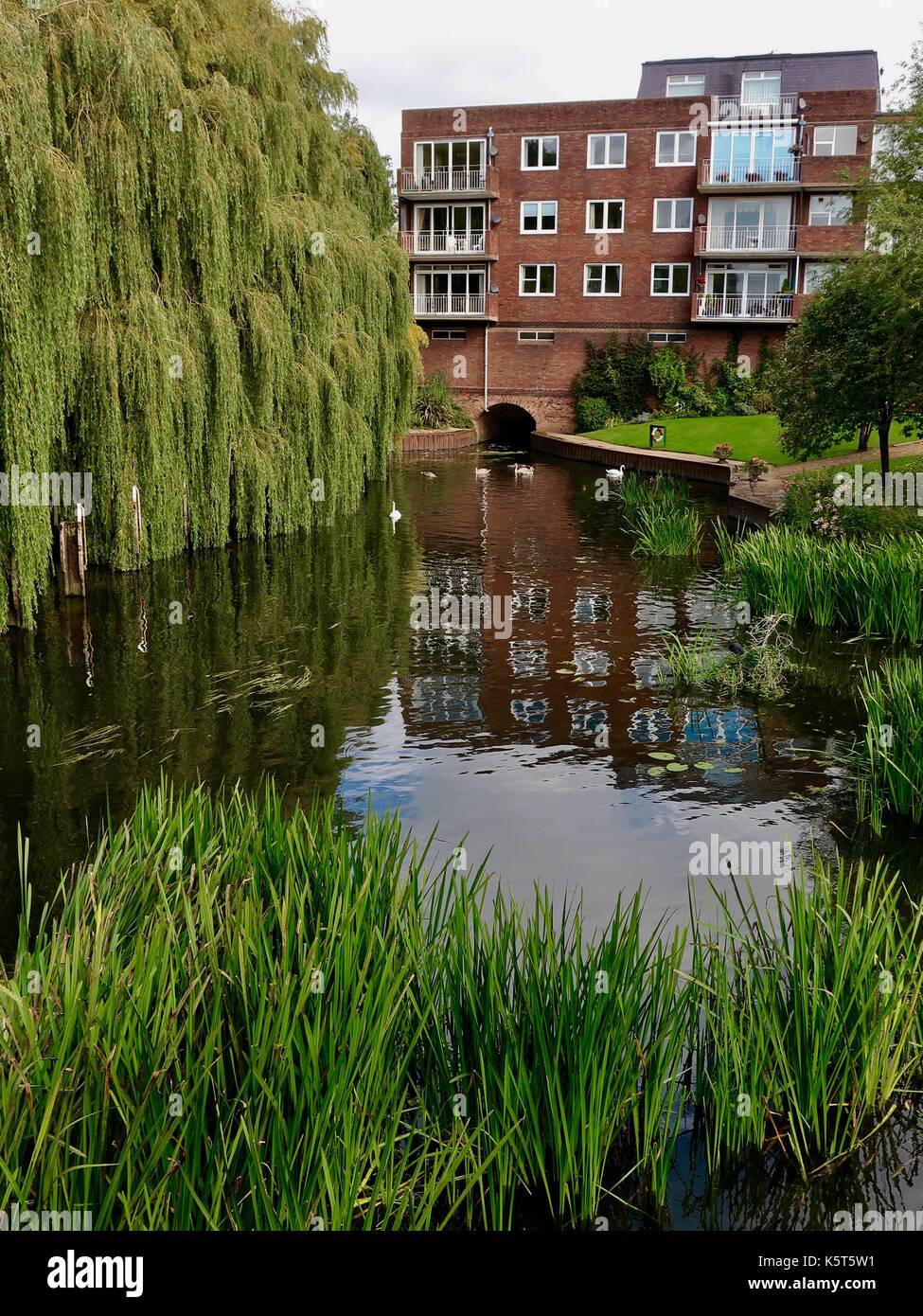 Riverside apartments at Lucy's Mill. River Avon, Stratford upon Avon