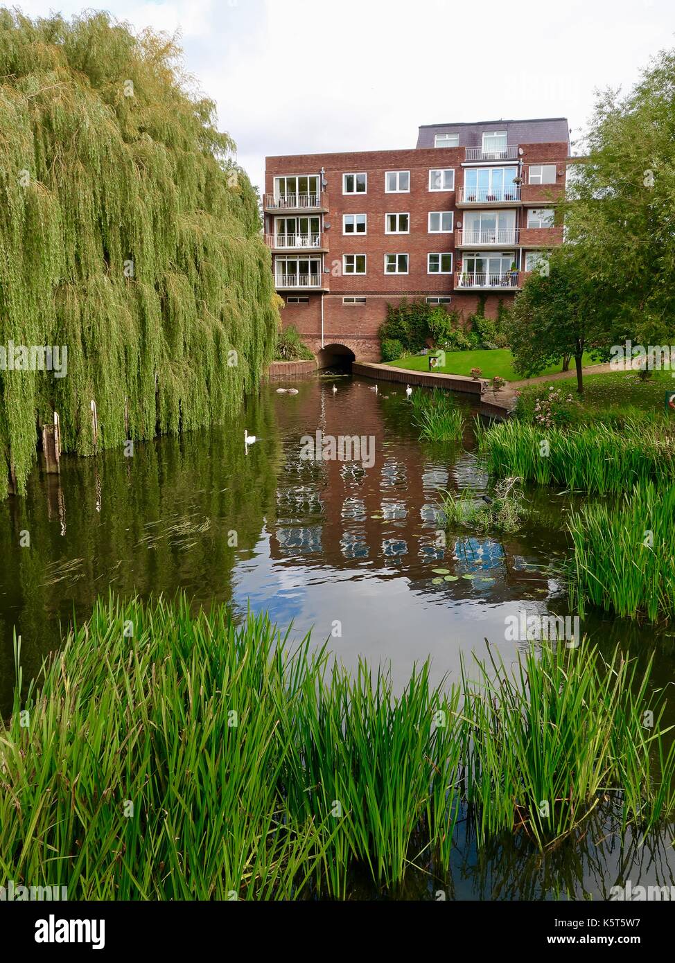 Riverside apartments at Lucy's Mill. River Avon, Stratford upon Avon