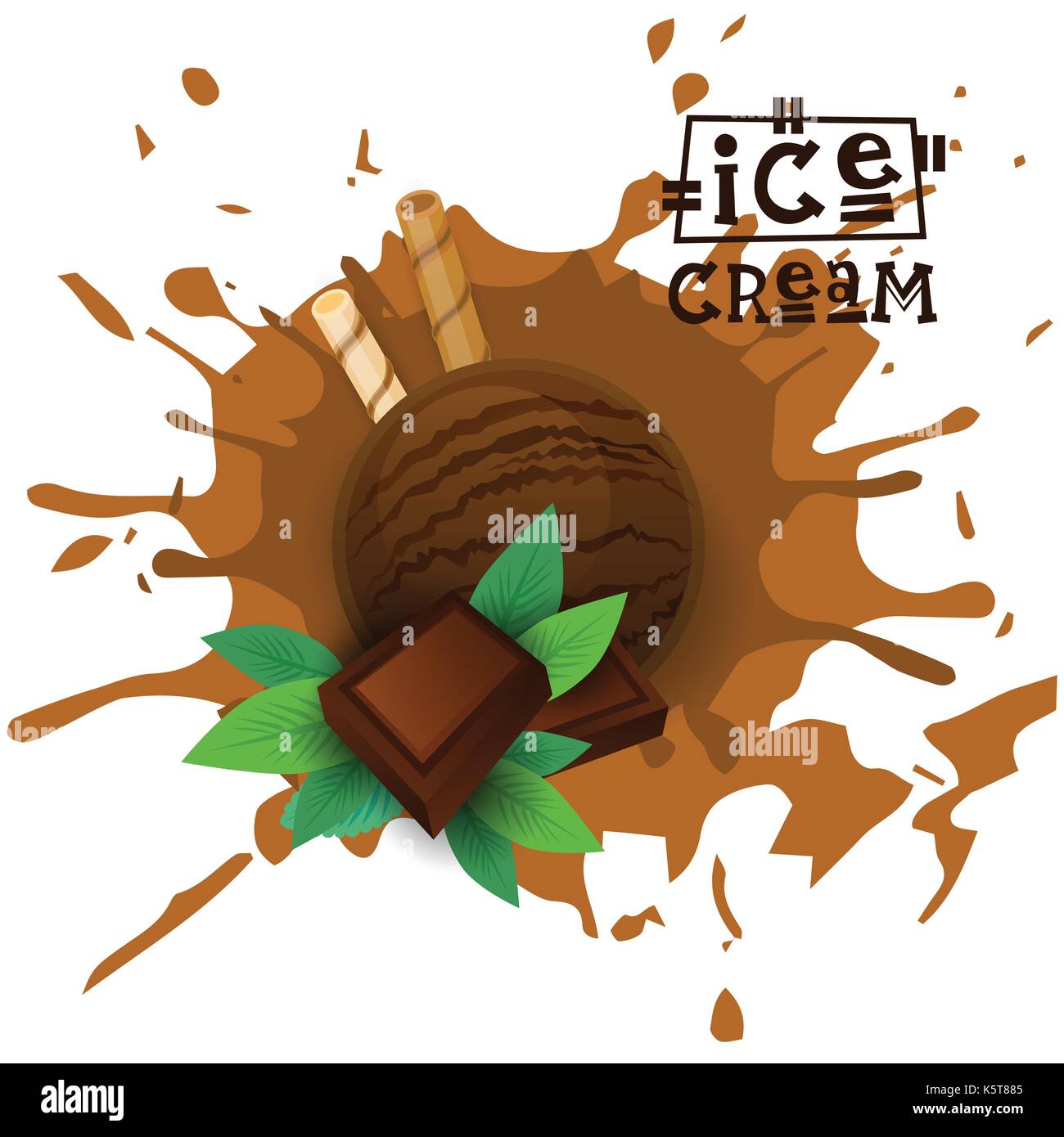Ice Cream Chocolate Ball Dessert Choose Your Taste Cafe Poster Stock