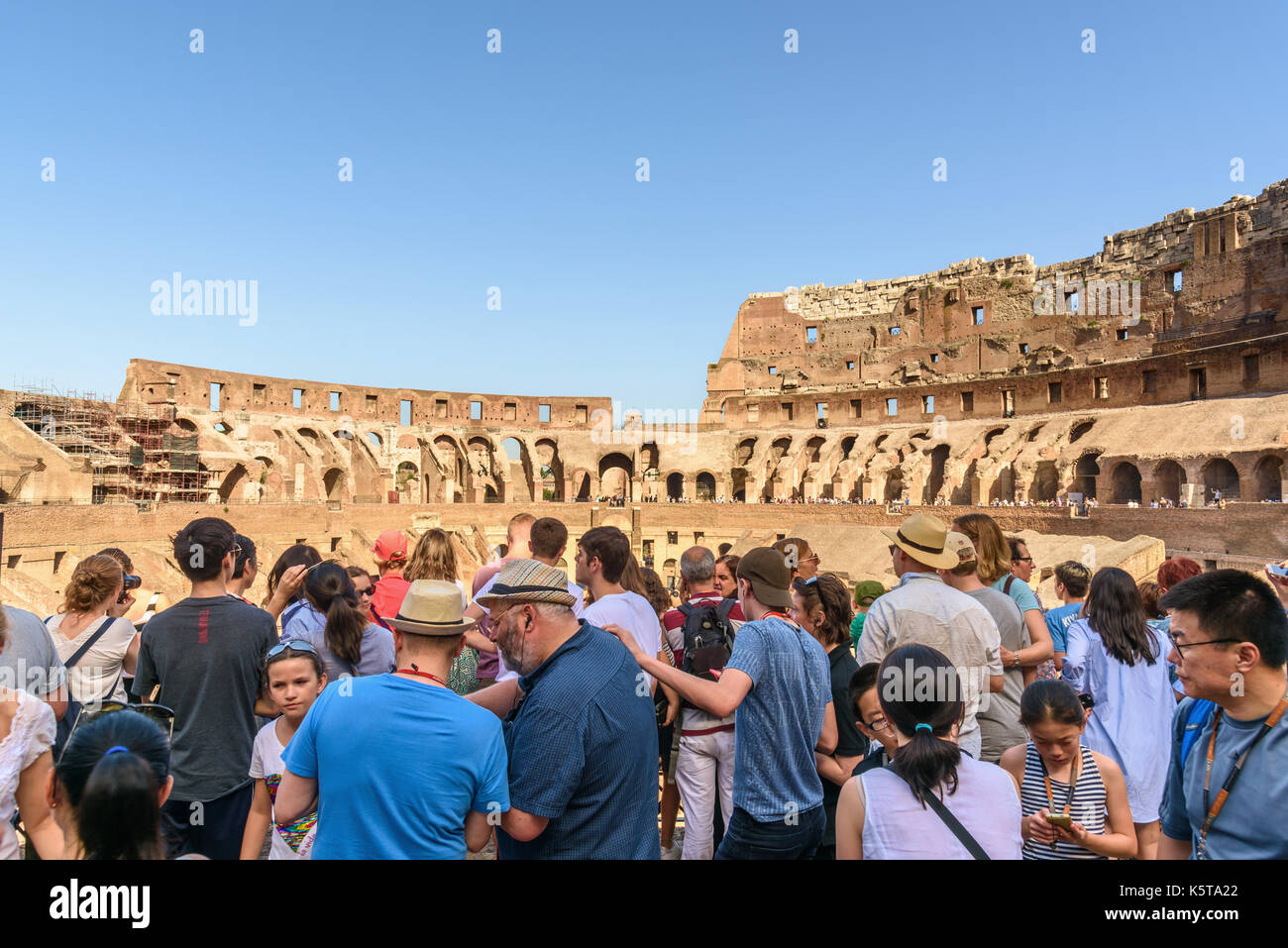 Hordes of Tourists at Colosseum, Rome, Italy Stock Photo