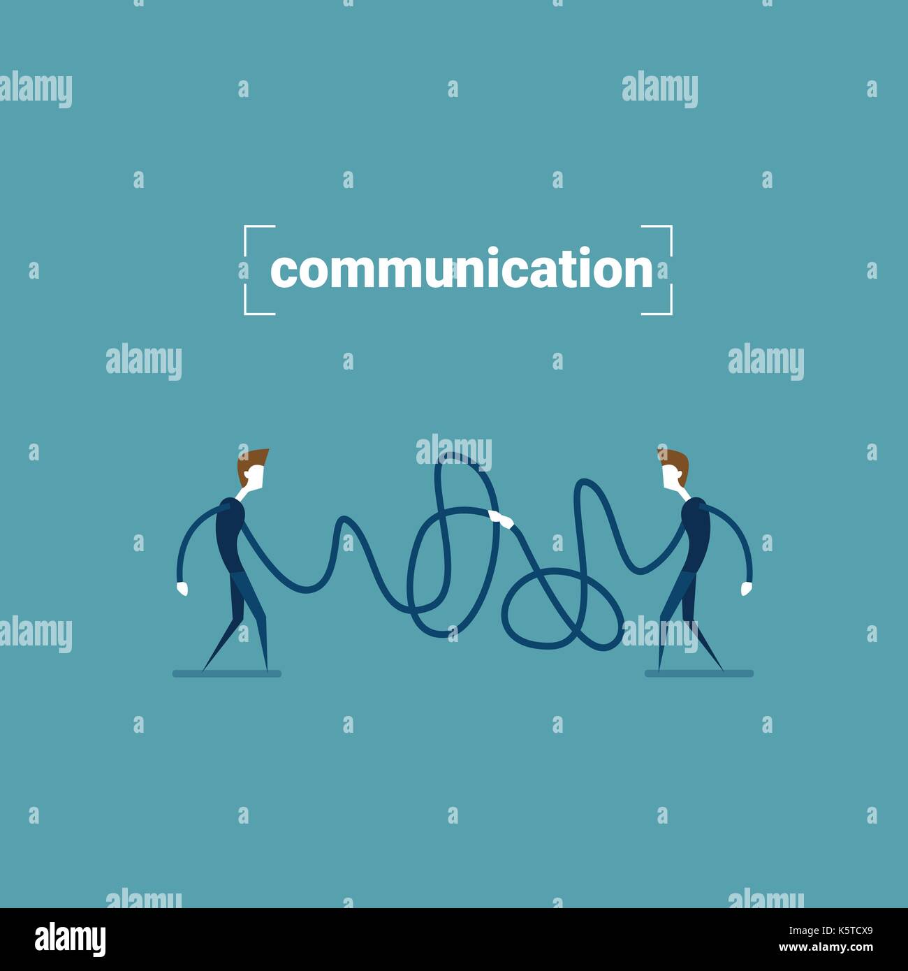 Two Businessman Holding Wire Connection Business People Communication Concept Stock Vector