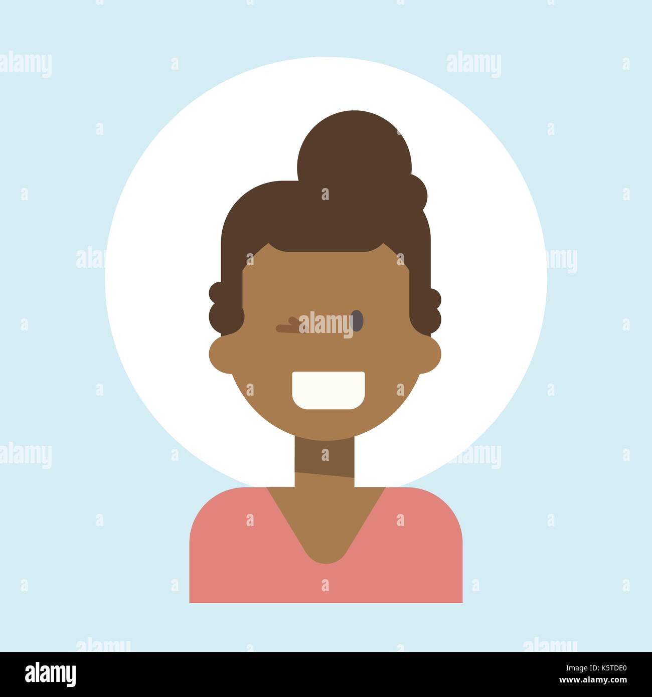 African American Female Winking Emotion Profile Icon, Woman Cartoon Portrait Happy Smiling Face Stock Vector
