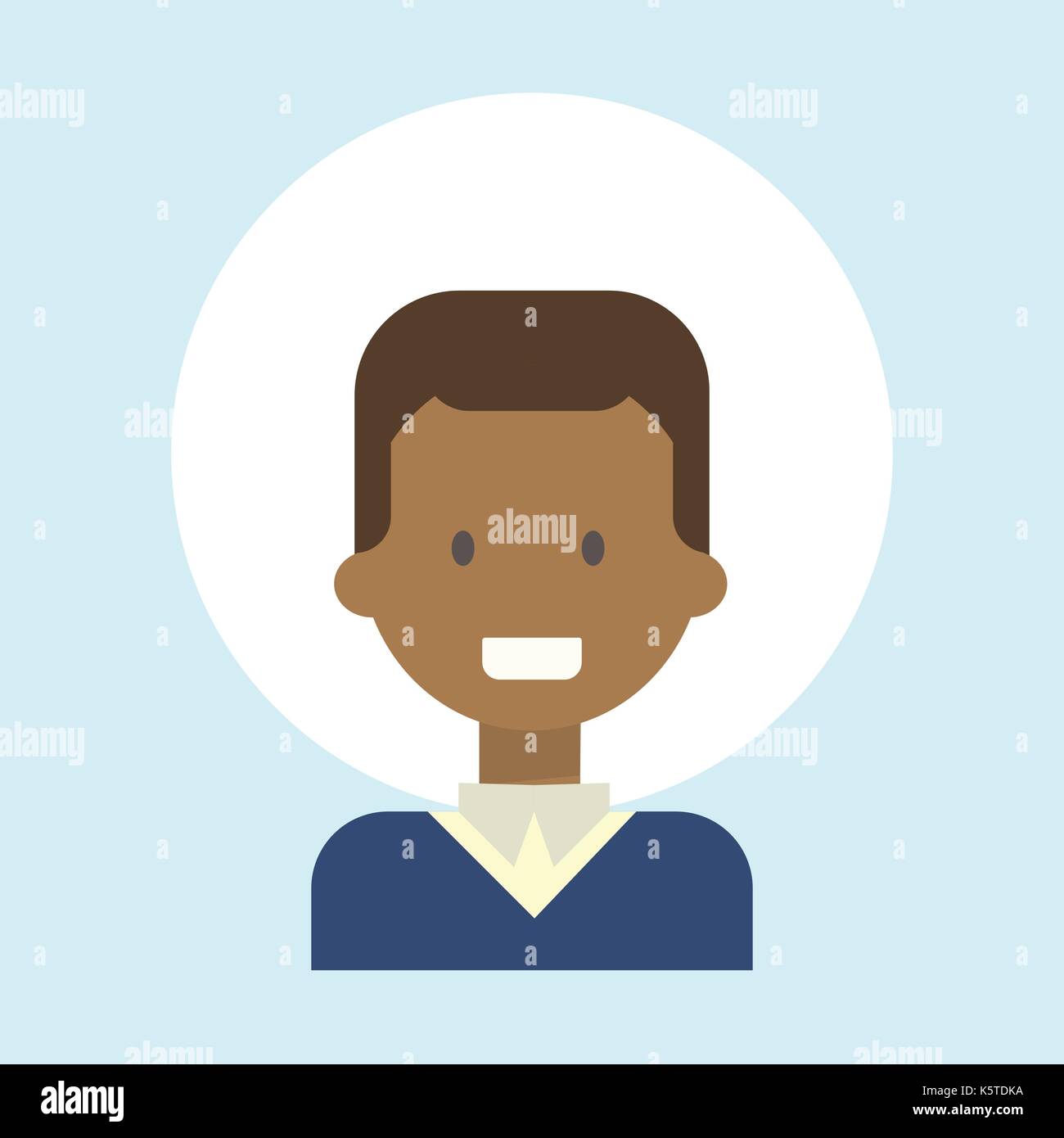 African American Male Emotion Profile Icon, Man Cartoon Portrait Happy ...