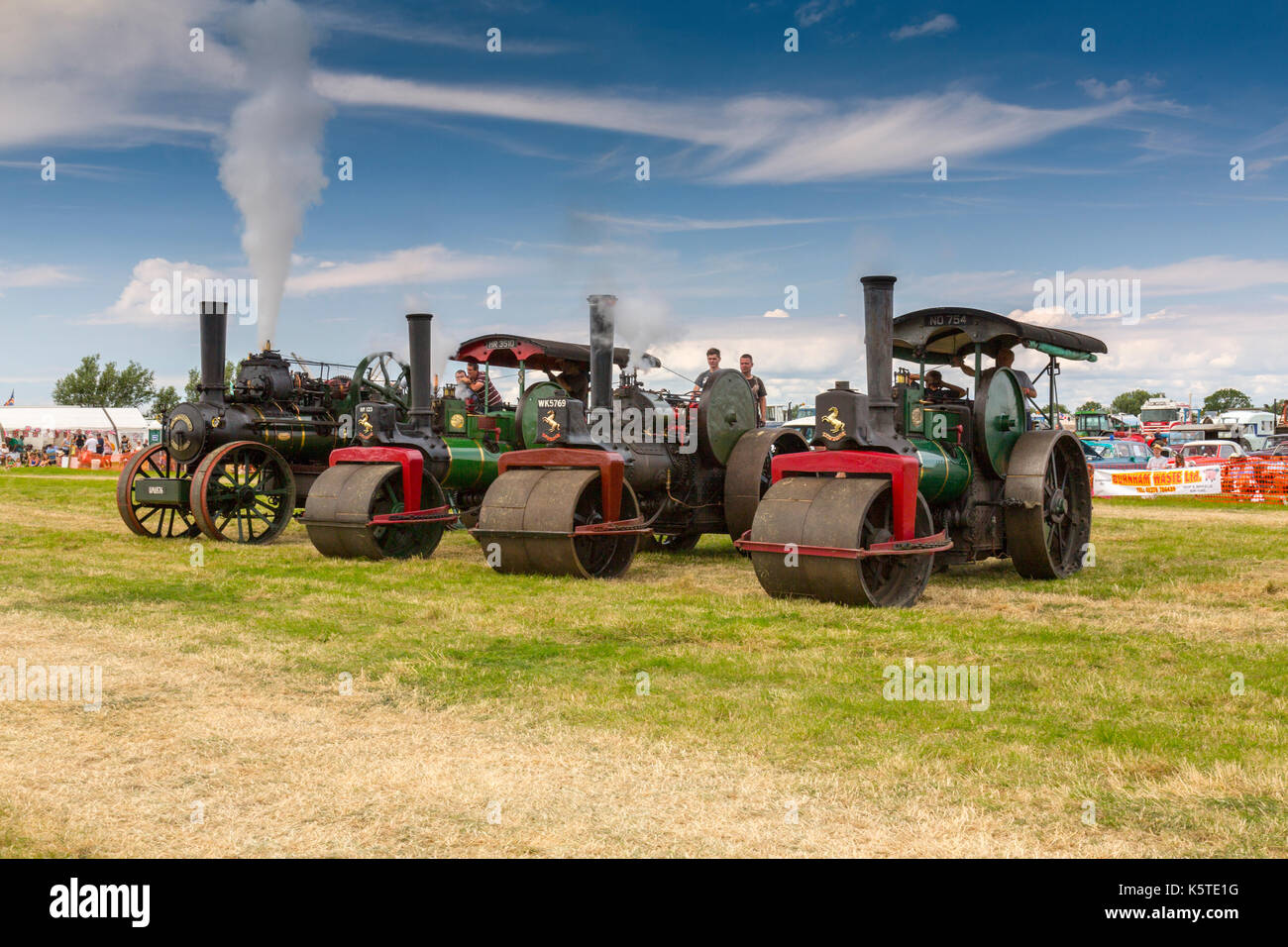 A line up of historic Fowler and Aveling & Porter traction engines and