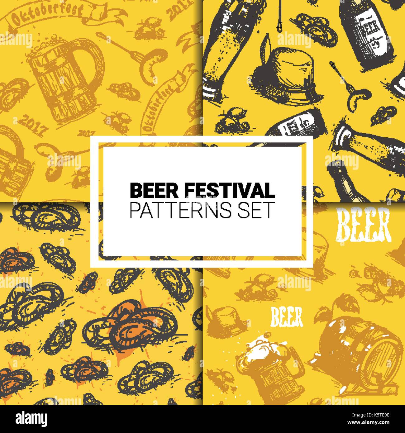 Oktoberfest Seamless Pattern Set German Beer Festival Holiday ...