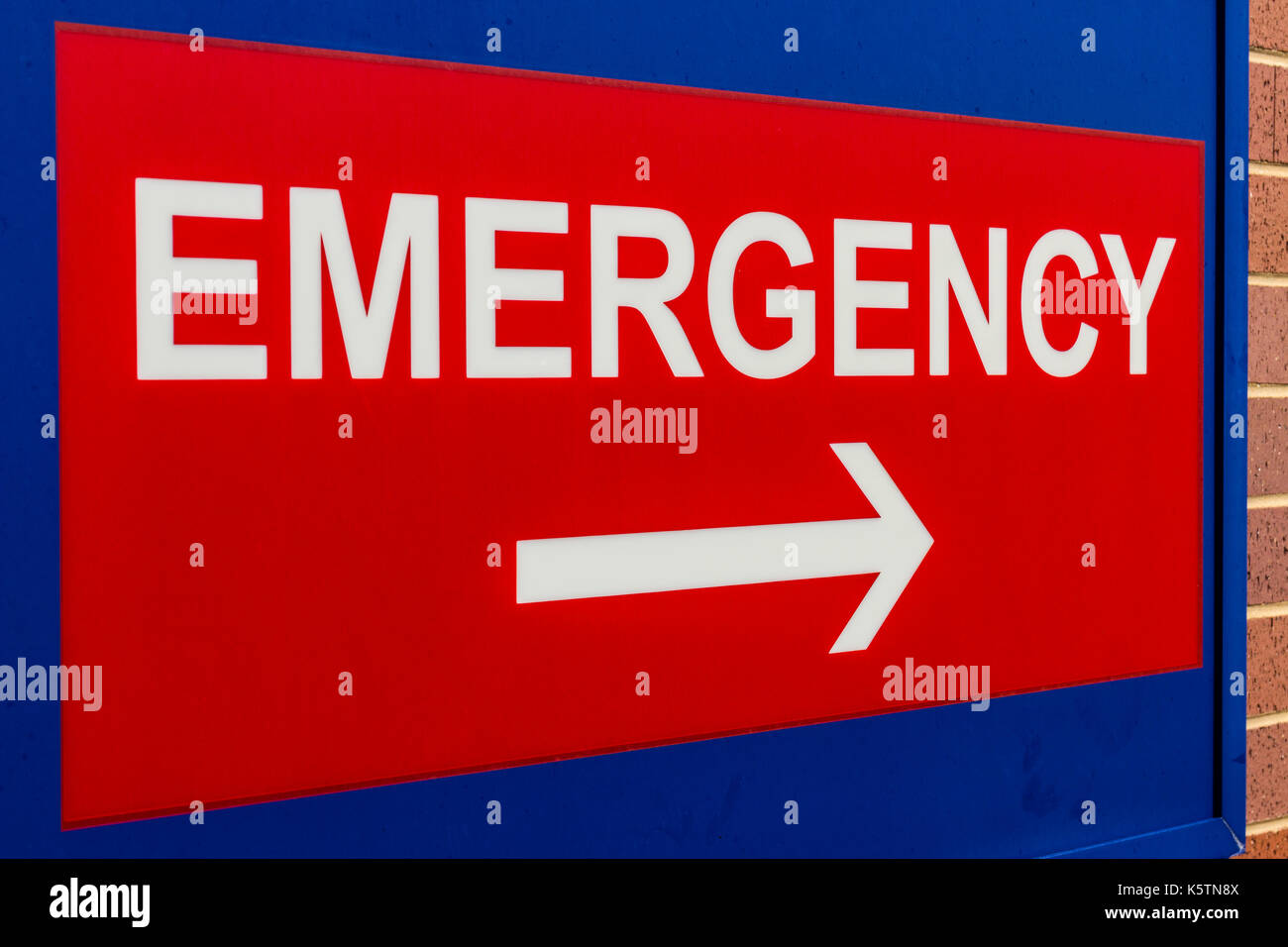 Red Emergency Entrance Sign for a Local Hospital XVIII Stock Photo