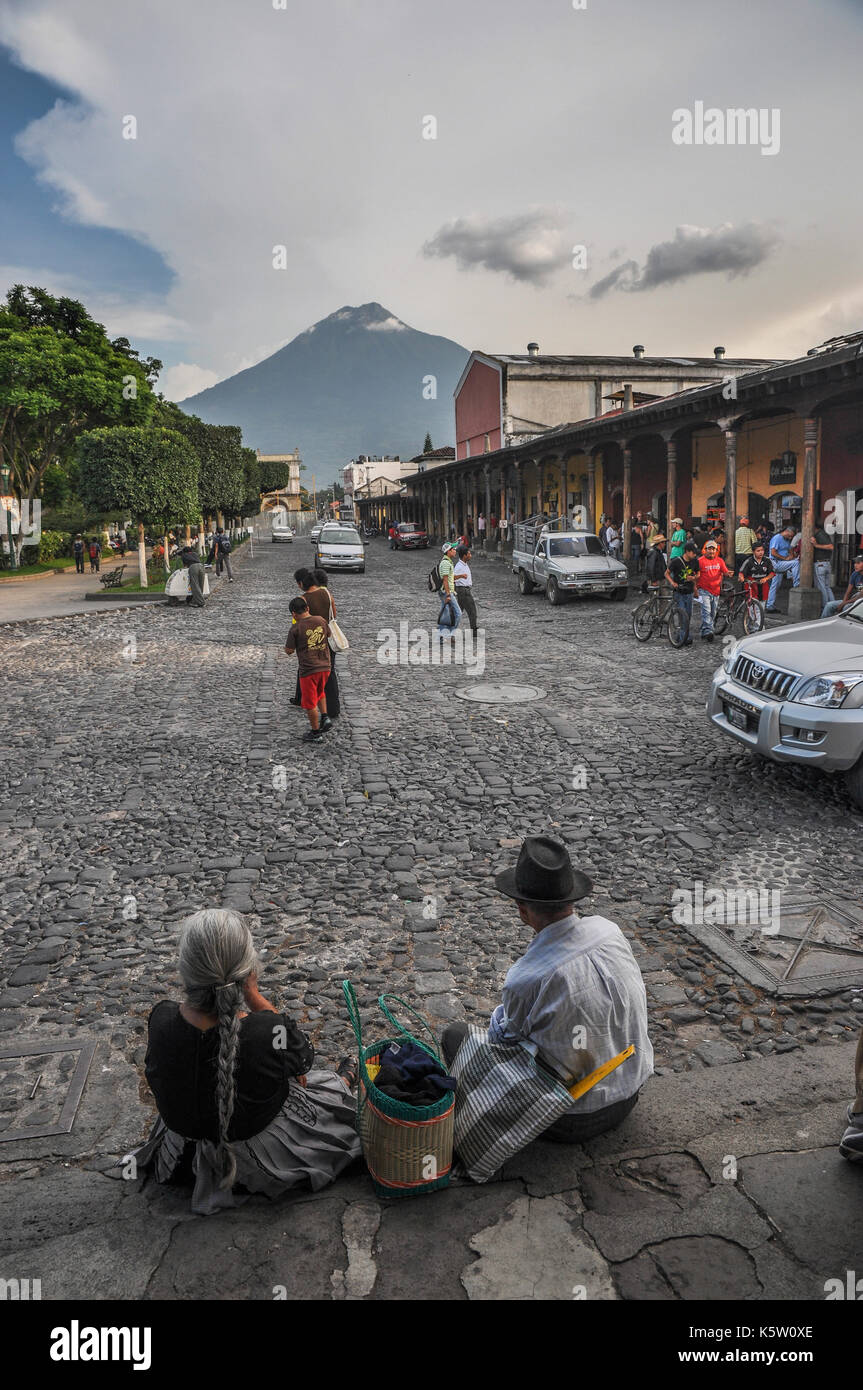 Antigua street in Guatemala Stock Photo