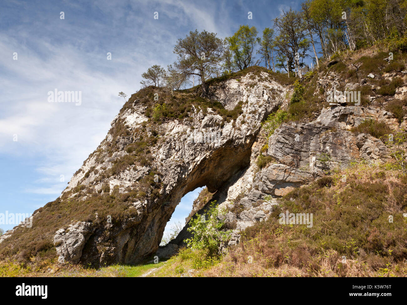 Natural Rock Arch, Port Appin, Scotland, UK Stock Photo