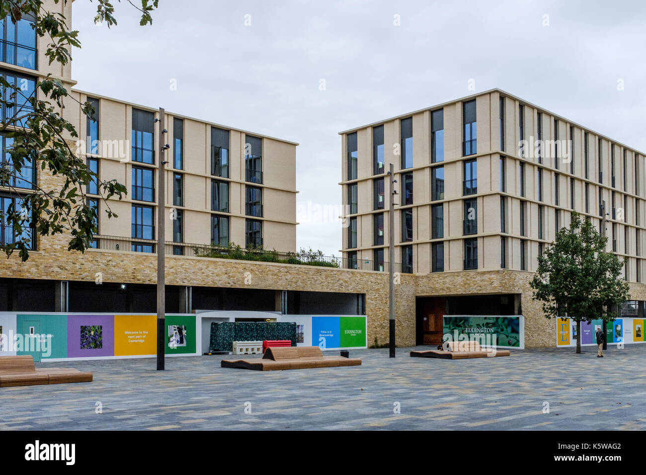 Eddington market square, part of the completed first phase of the North West Cambridge Development Stock Photo