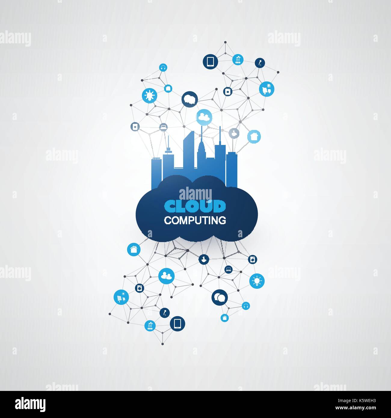 Cloud Computing Design Concept with Icons - Digital Network Connections ...