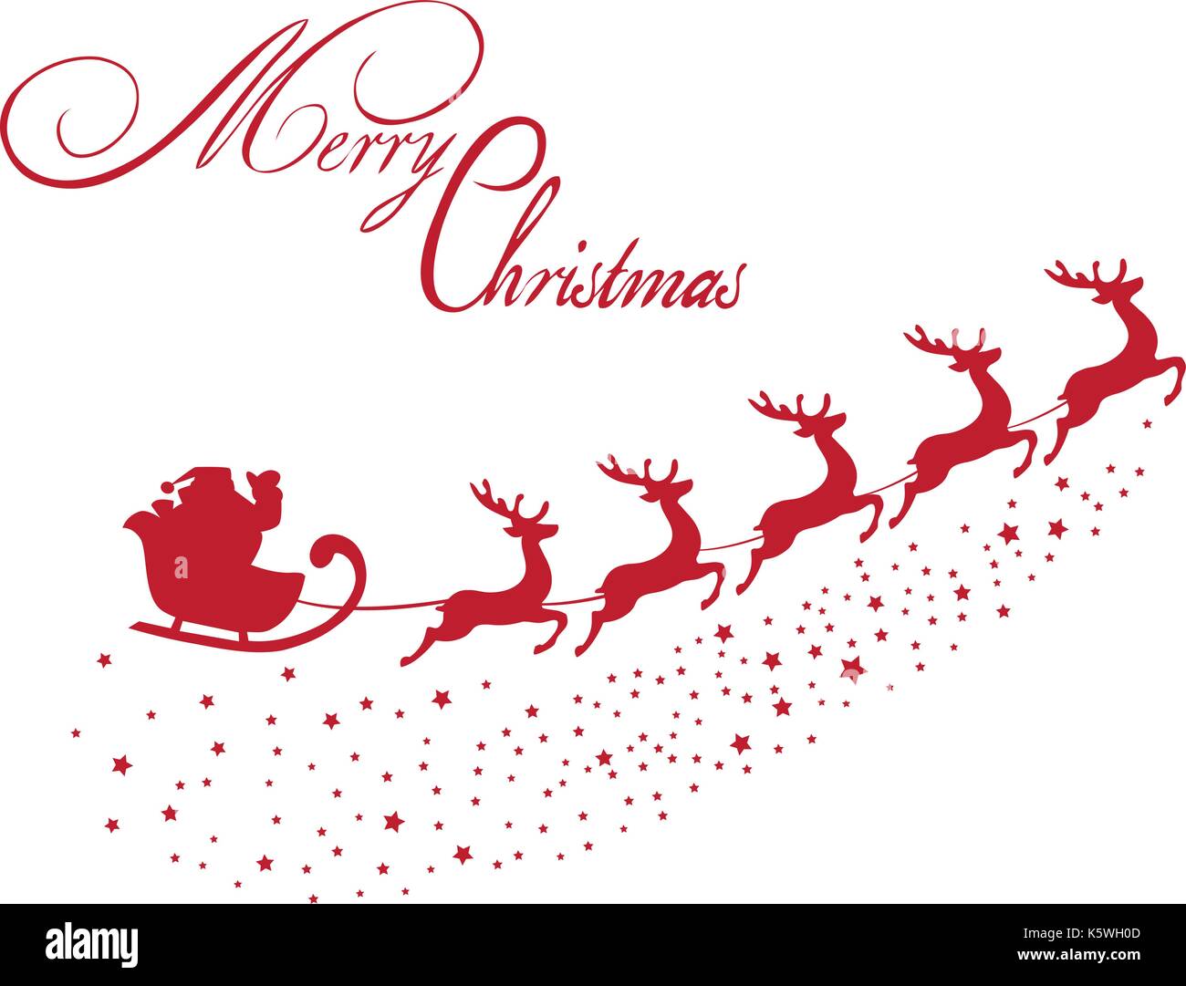 vector illustration of Santa Claus flying with reindeer Christmas background. Stock Vector