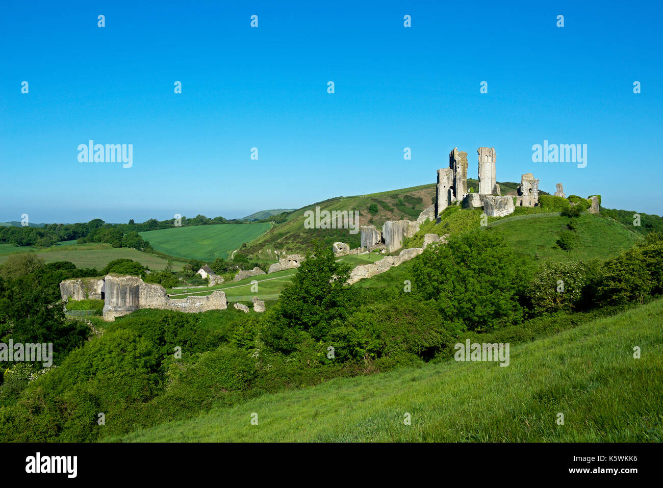 Corfe Castle, Purbeck Hills, Dorset, England UK Stock Photo