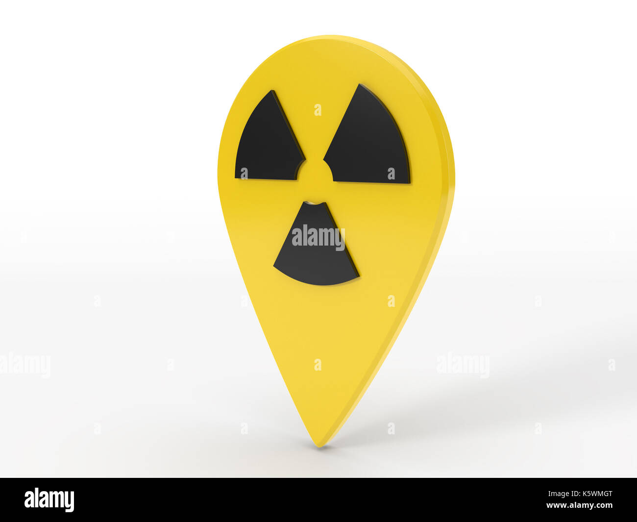 simple design of map locator pin with nuclear symbol. isolated on white. Stock Photo