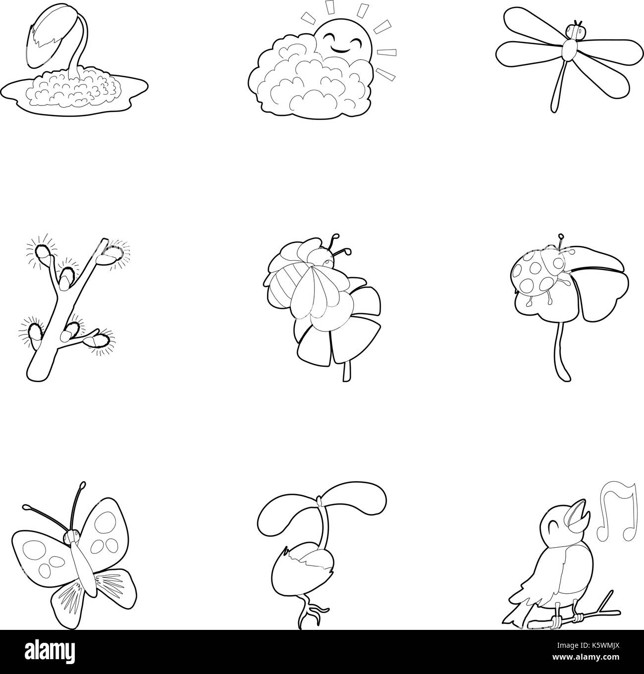 Summer fauna icons set, outline style Stock Vector Image & Art - Alamy