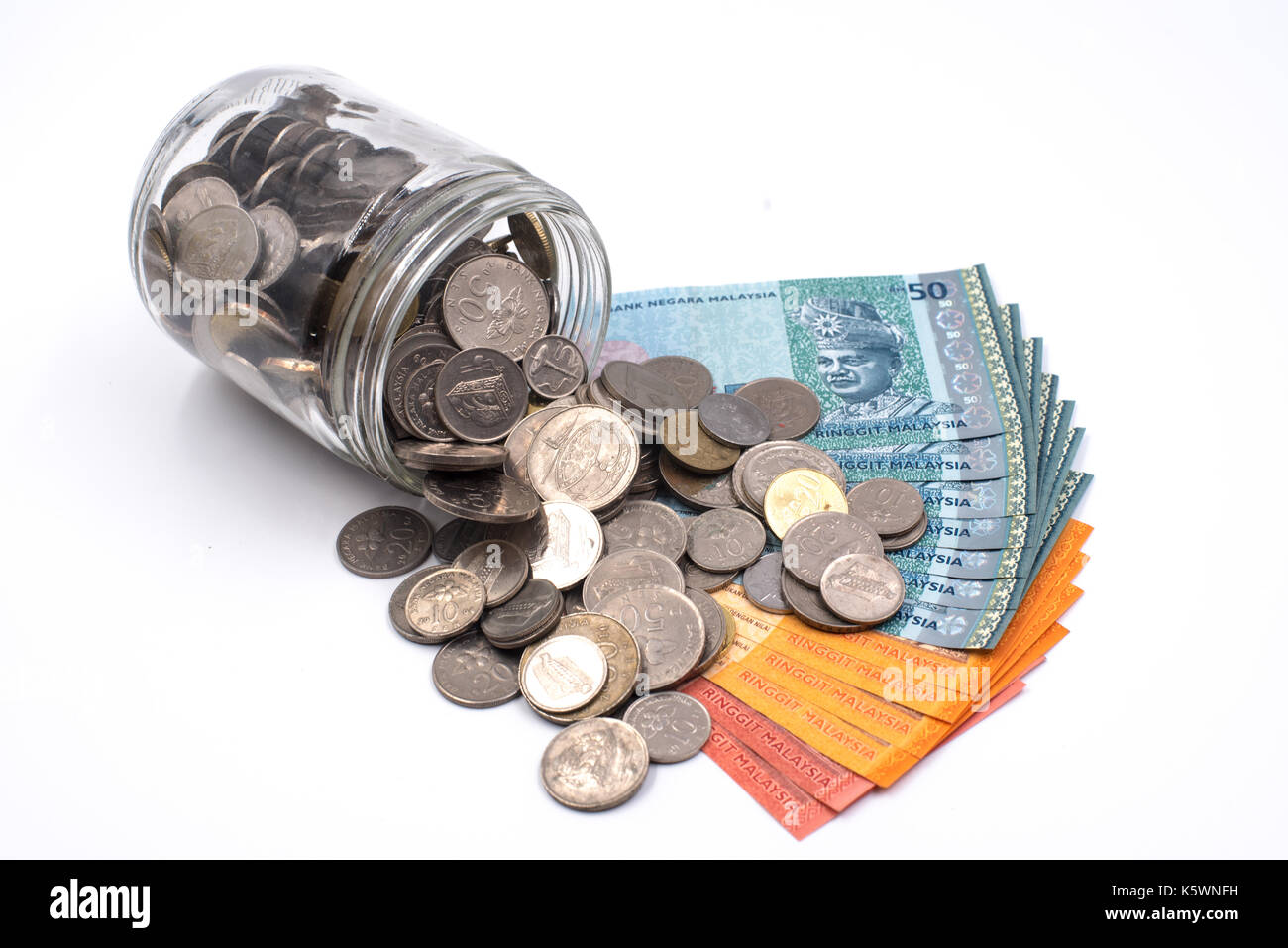 Malaysia Ringgit and coins in a jar Stock Photo - Alamy