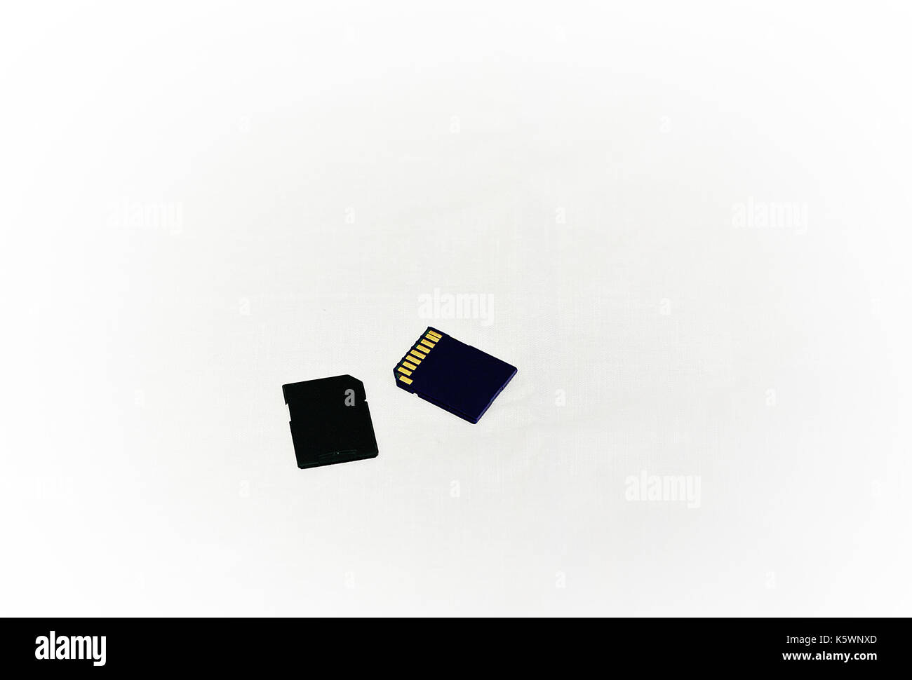 Two memory cards black and blue color isolated. Stock Photo