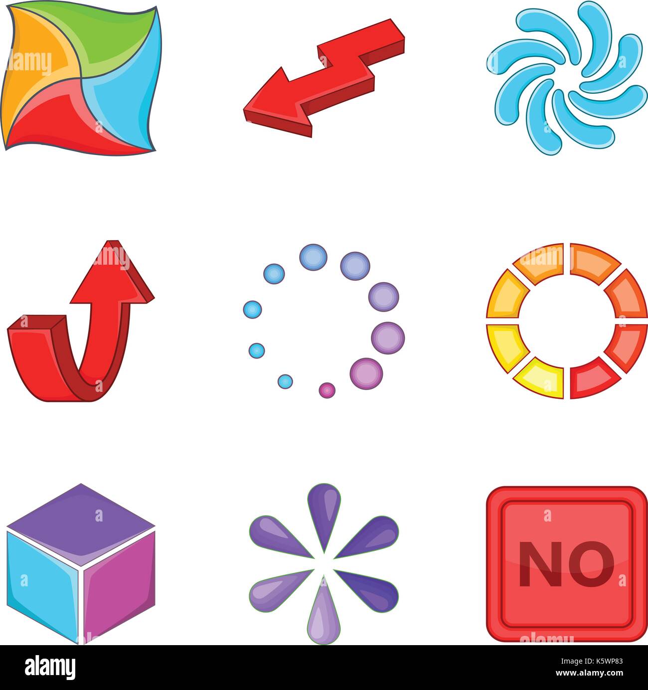 Arrow pointer icons set, cartoon style Stock Vector