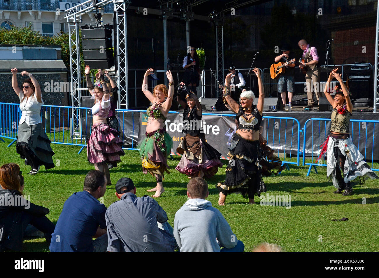 Belly dancers at Eastbourne Steampunk Festival, Eastbourne, East Sussex, UK Stock Photo