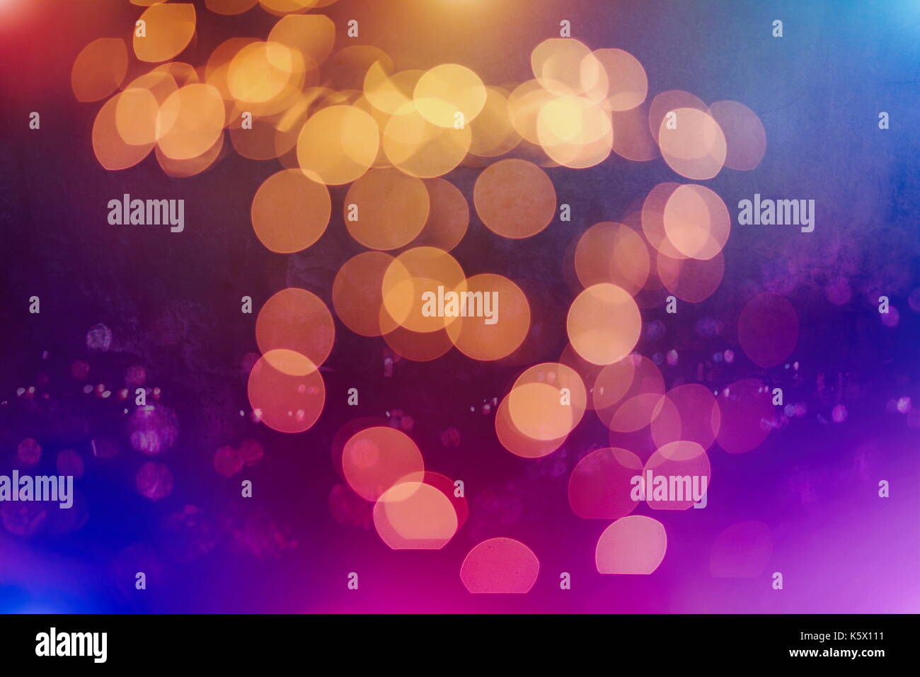 Festive background with natural bokeh and bright golden lights. Vintage ...