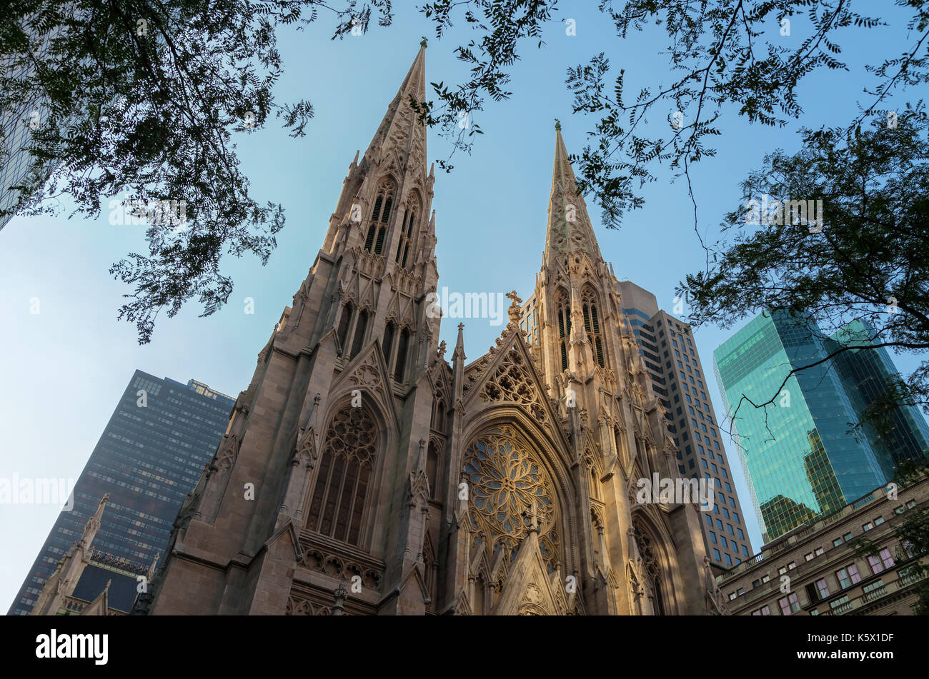 The architectural structures of Saint Patrick Cathedral in New York City, New York, USA. Stock Photo
