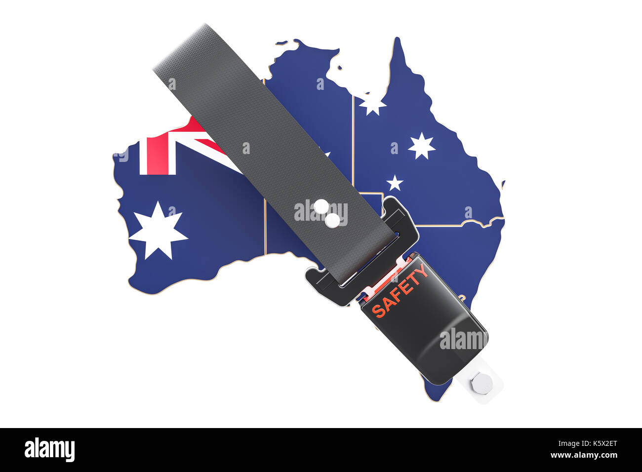 Australian map with safety belt. Security and protect or insurance