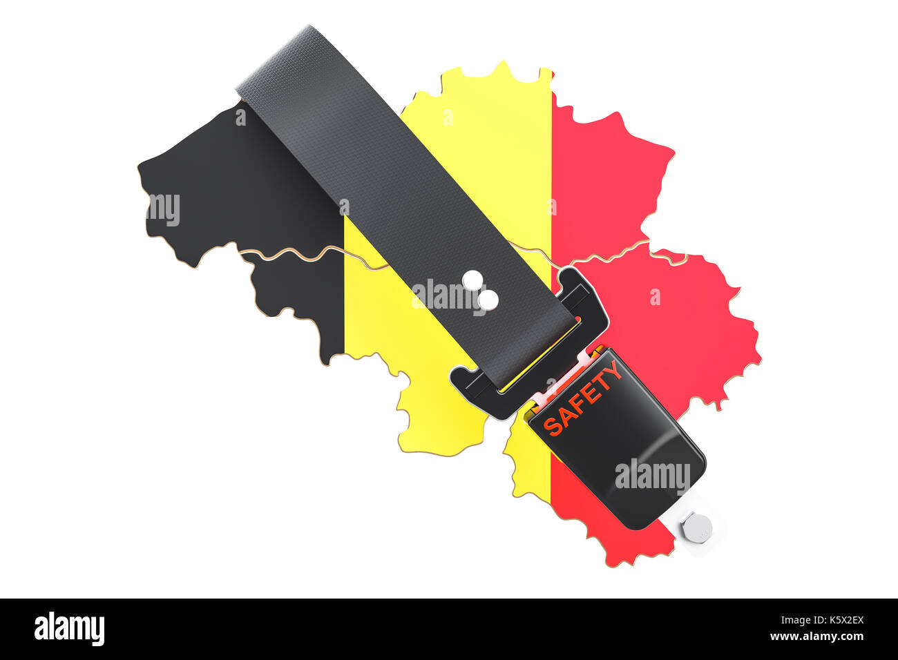 Belgian map with safety belt. Security and protect or insurance concept, 3D rendering Stock Photo