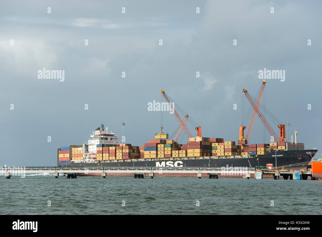 Container ship in Toamasina port, Madagascar Stock Photo