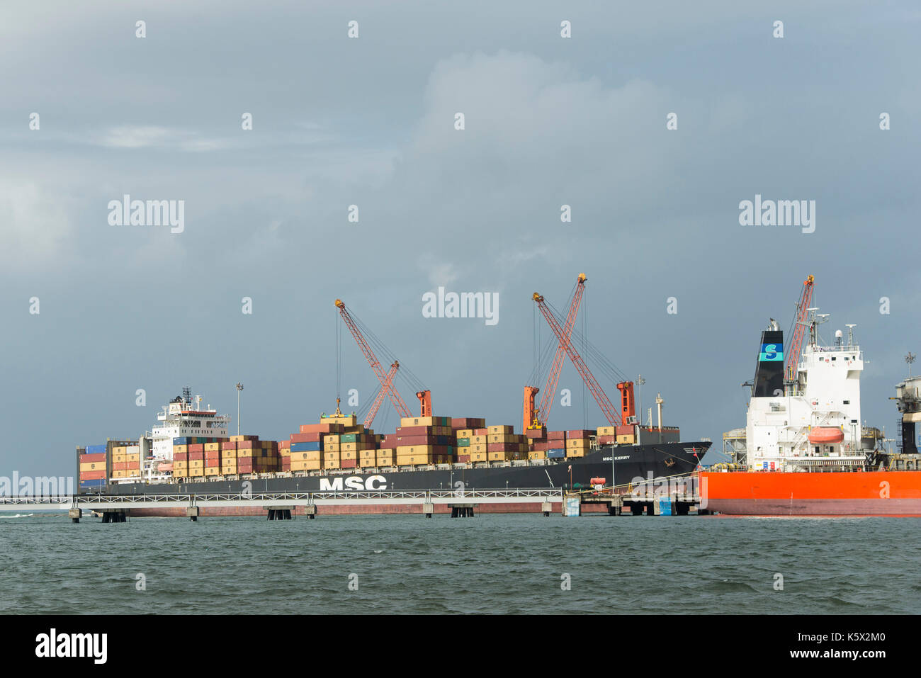 Container ship in Toamasina port, Madagascar Stock Photo