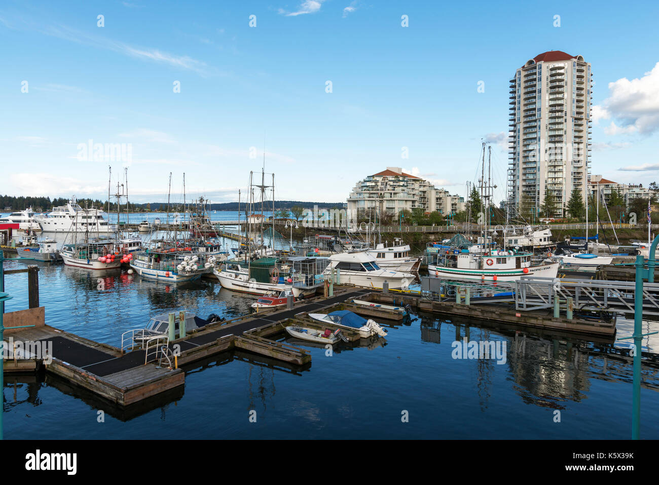 A horizontal view of Nanaimo Harbor Stock Photo