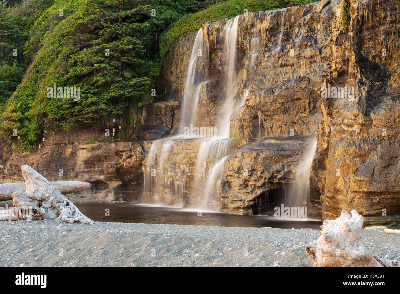 Tsusiat Falls in Pacific Rim National Park Stock Photo