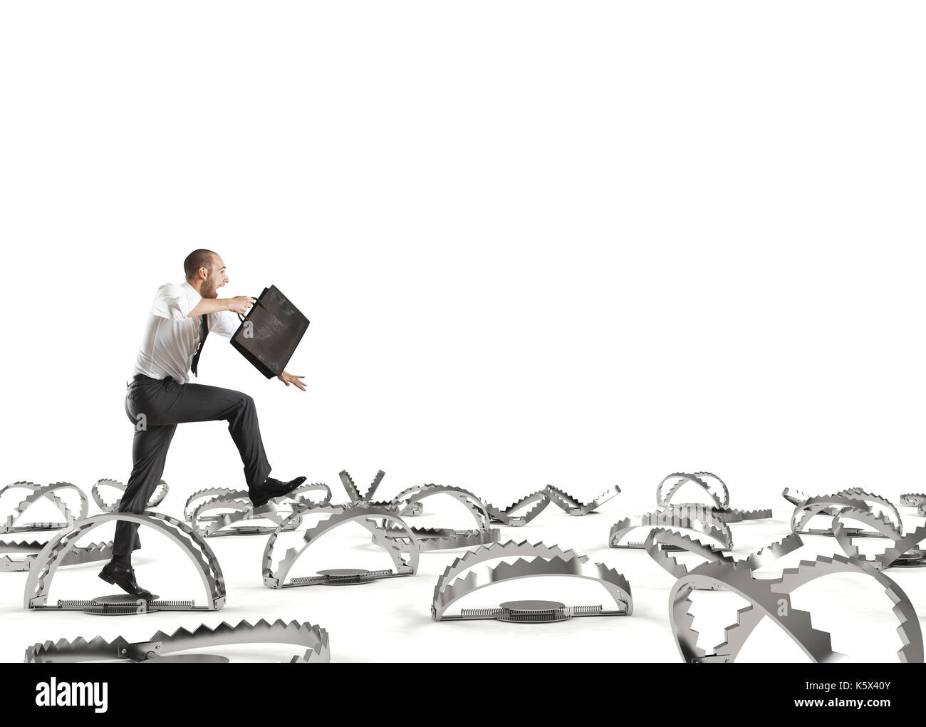 Man run in a thousand difficulties Stock Photo