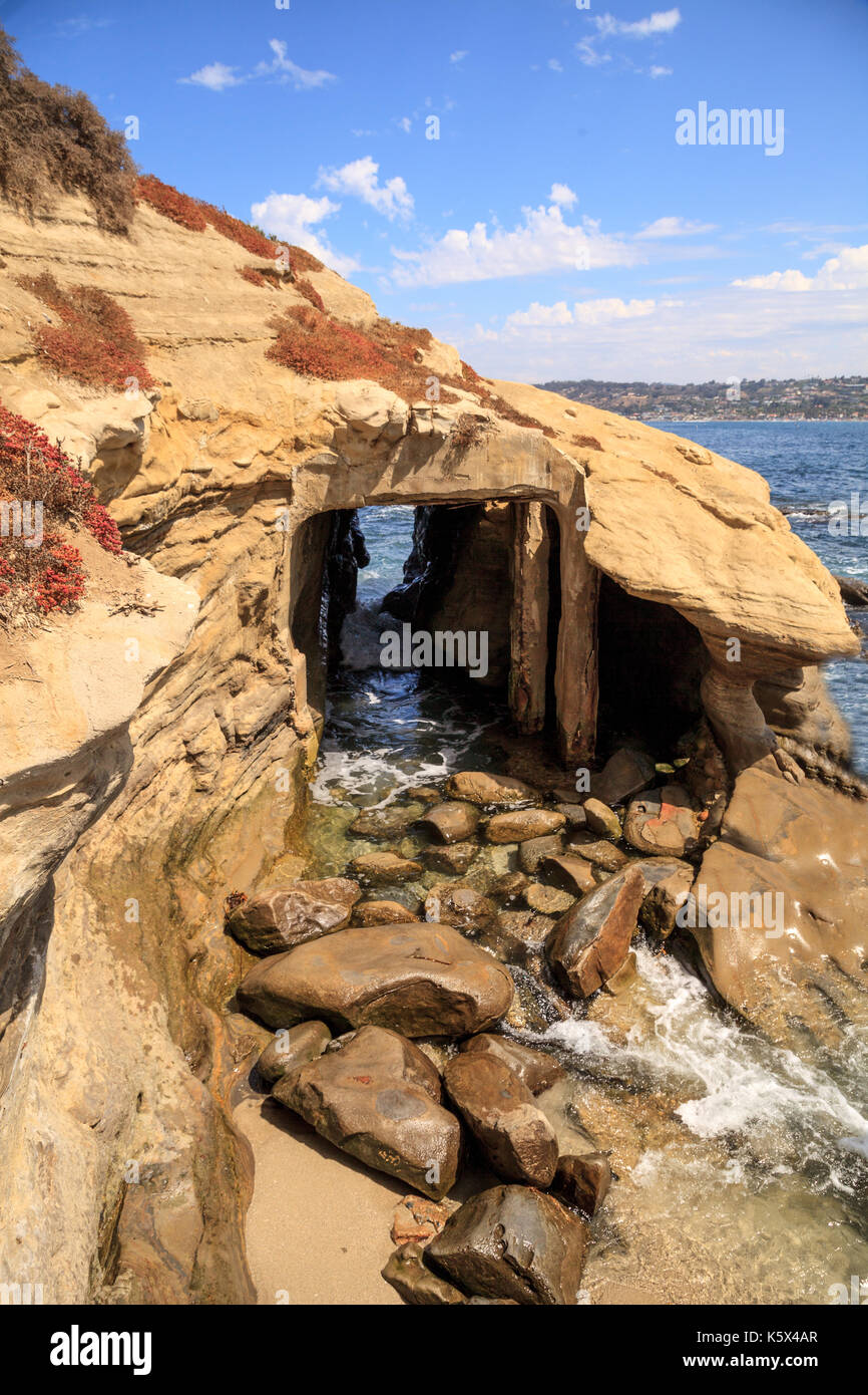 Coastal caves at La Jolla Cove in Southern California in summer on a sunny day Stock Photo