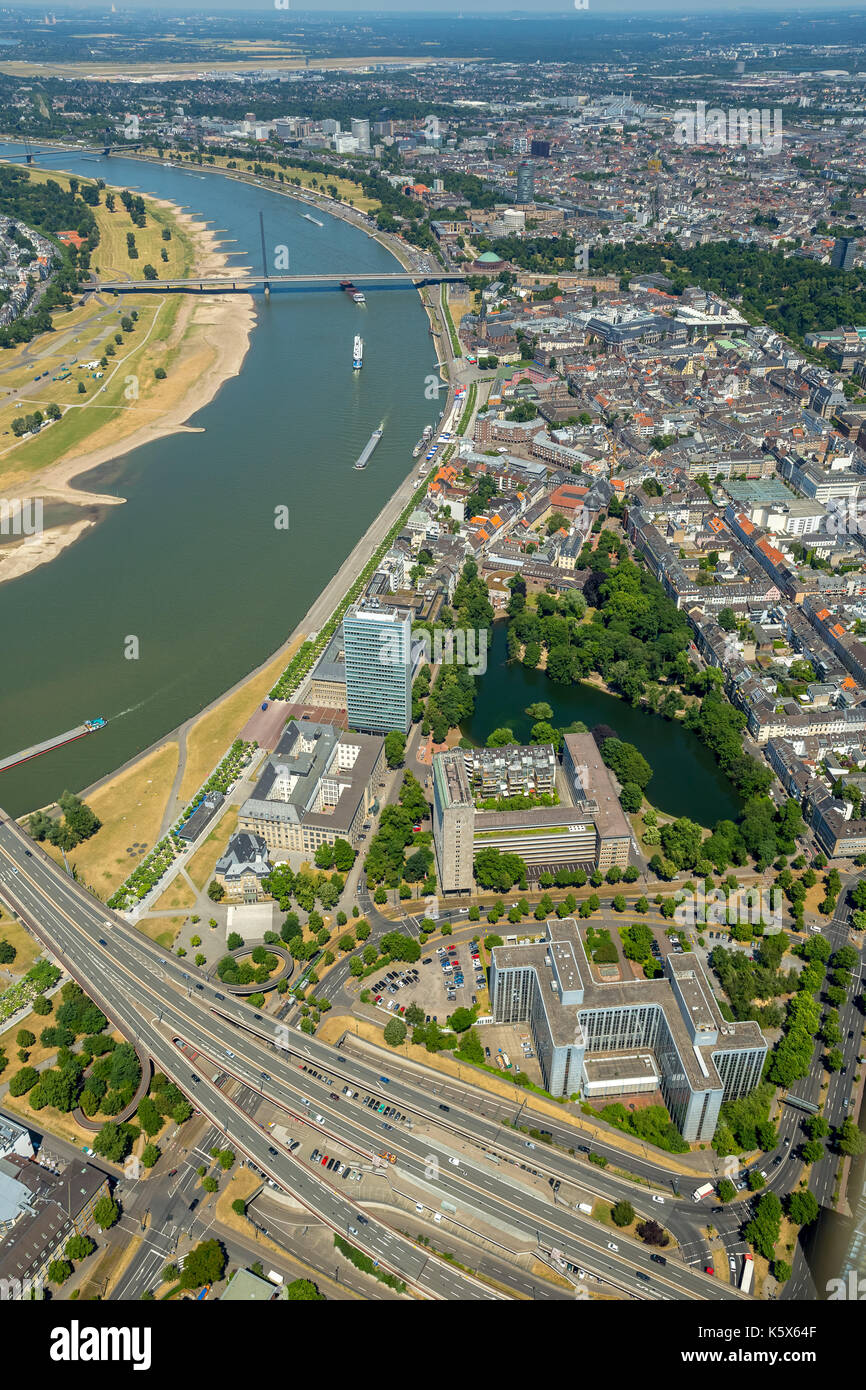 bank of the Rhine, Old Town Dusseldorf, Vodaphone Building, Ministry of Economy, Energy, Industry, SMEs and craft of NRW, Dusseldorf, Rhineland, North Stock Photo
