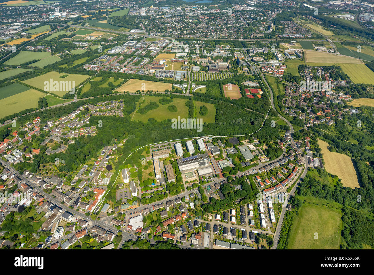 TechnologyParkDortmund on the campus of the University of Dortmund, Dortmund, Ruhr area, North Rhine-Westphalia, Germany Dortmund, Europe, aerial phot Stock Photo