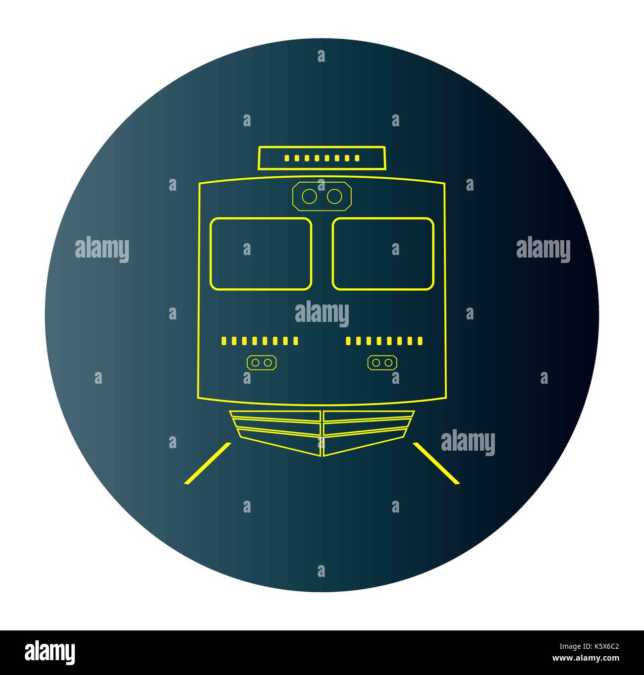 Line Design Icon of Front View Locomotive train in Blue Dark Background ...