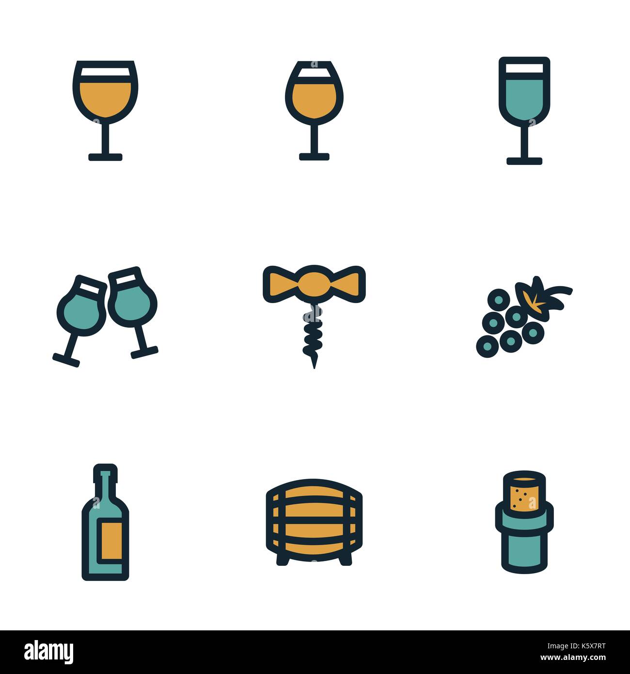 Vector flat wine icons set on white background Stock Vector Image & Art ...