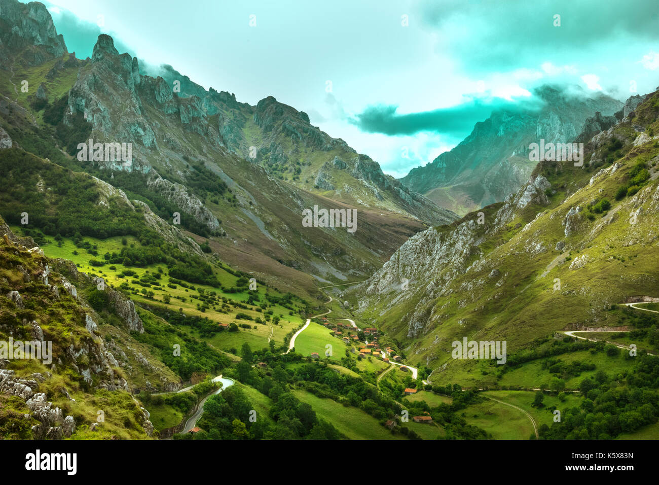 View over the mountains of Asturias, Spain Stock Photo