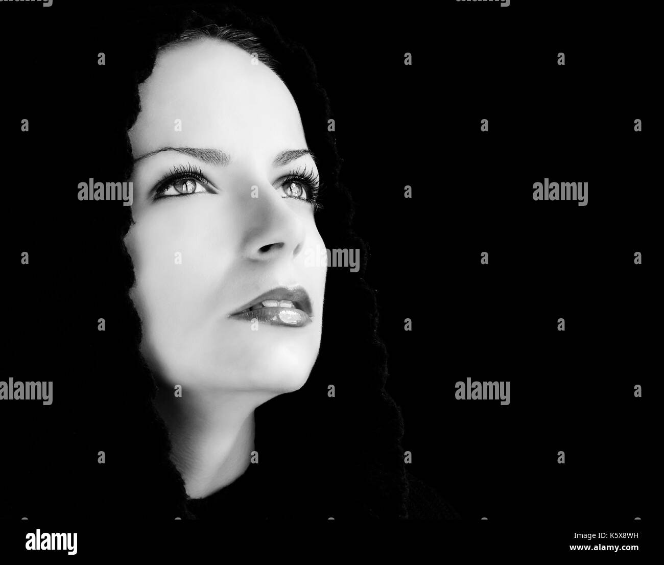 Girl face black and white hi-res stock photography and images - Alamy