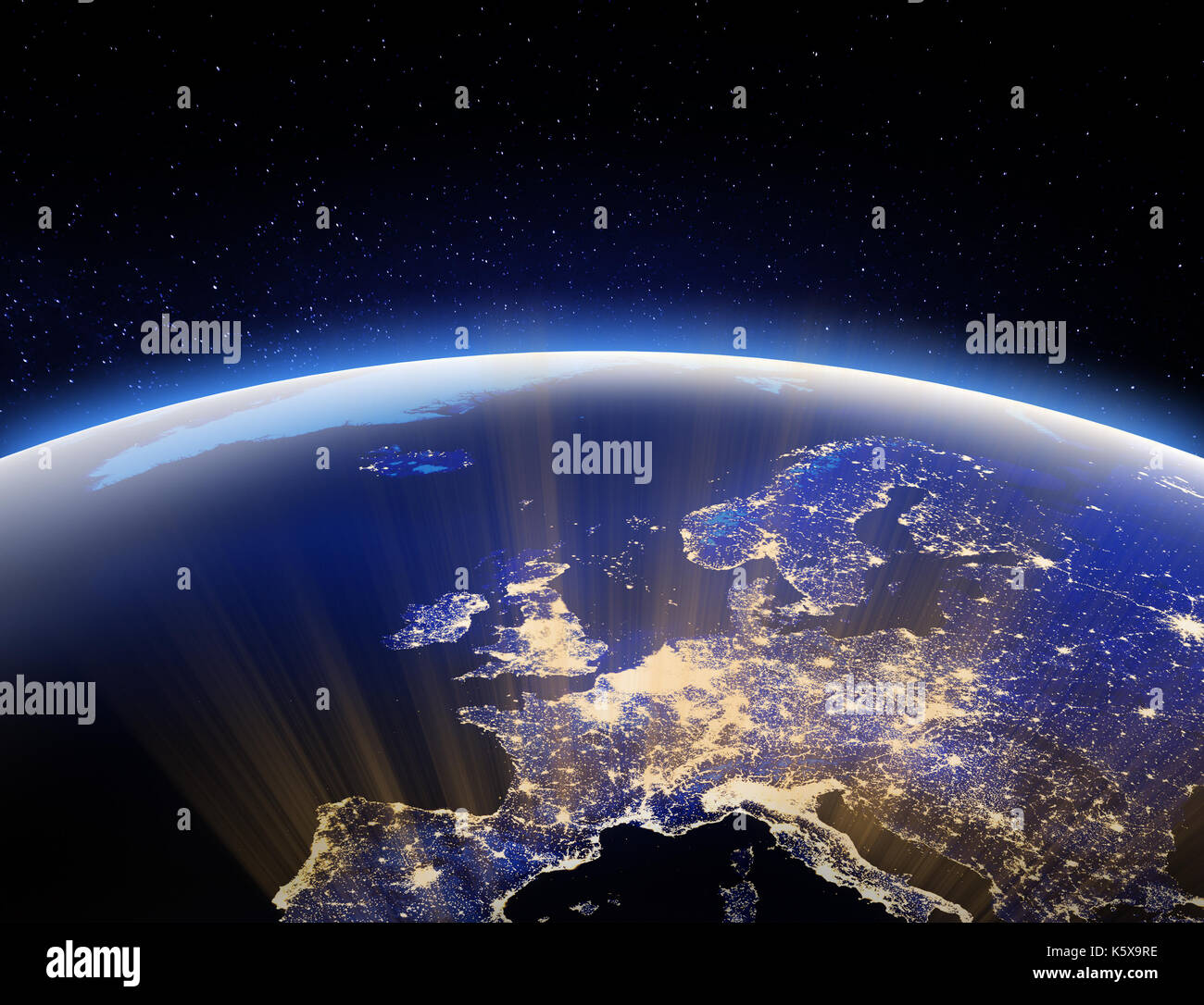 World from space - Europe. Elements of this image furnished by NASA 3d rendering Stock Photo