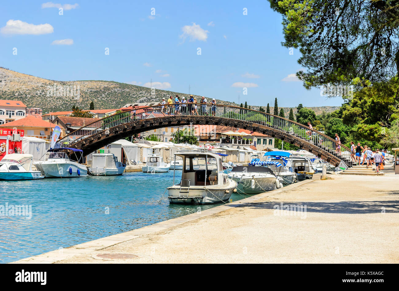 Bridge over the canal in the city of Trogir, Croatia. Stock Photo