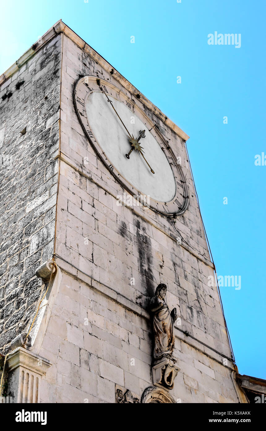 Clock on the ancient tower. Stock Photo