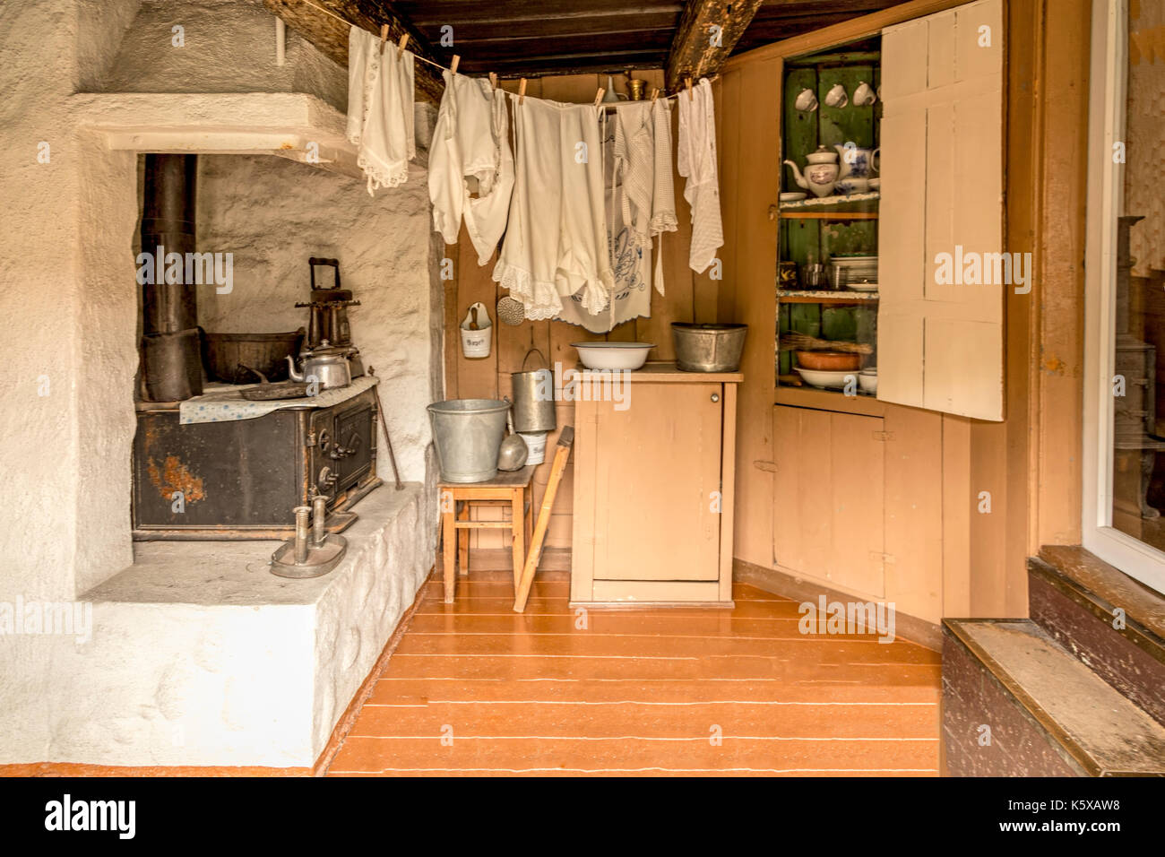 NORSK FOLKEMUSEUM- Interior view of former domestic living, part of the ...