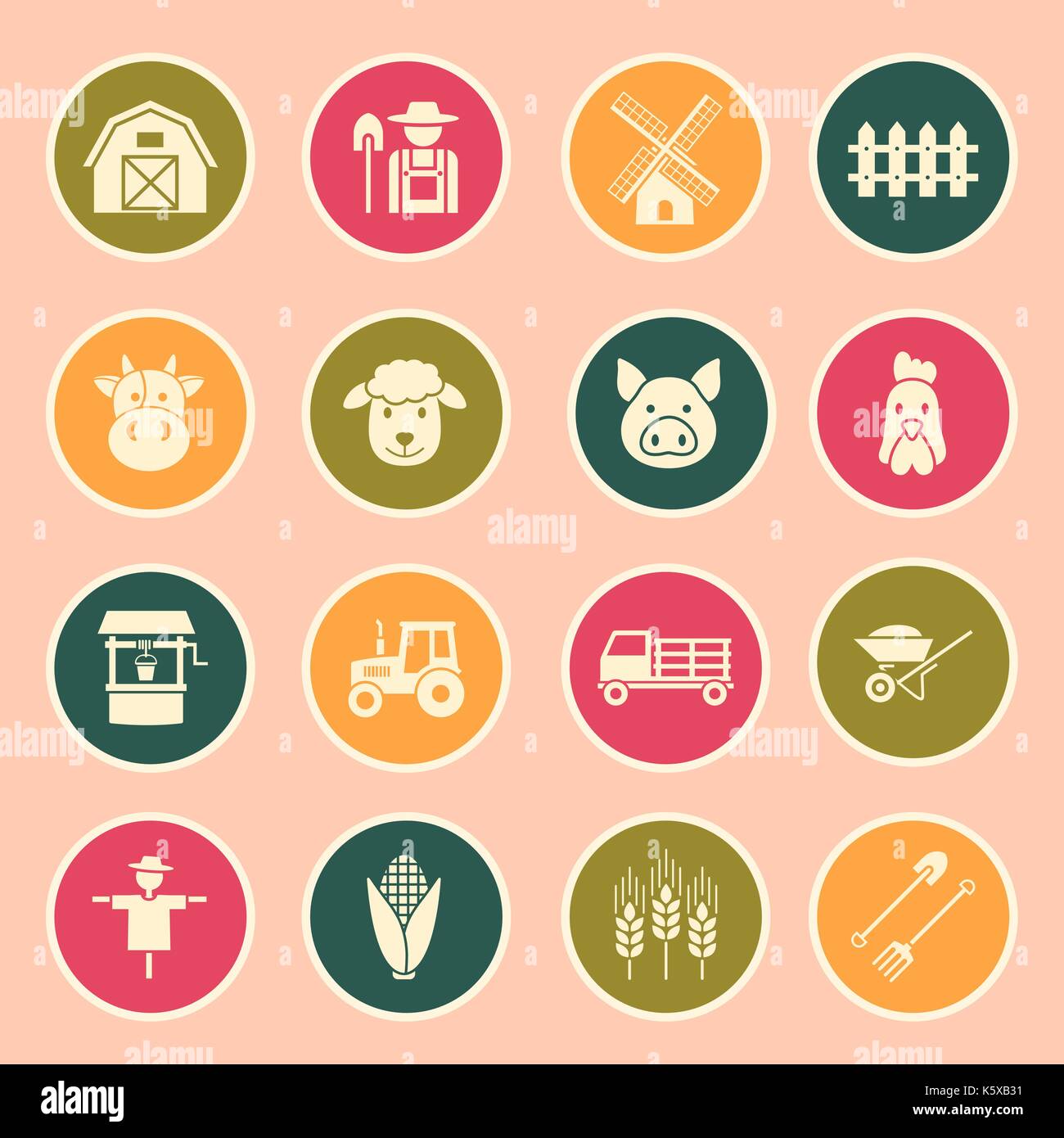 Getreideanbau und Landwirtschaft Aufkleber Icon Set Stock-Vektorgrafik -  Alamy