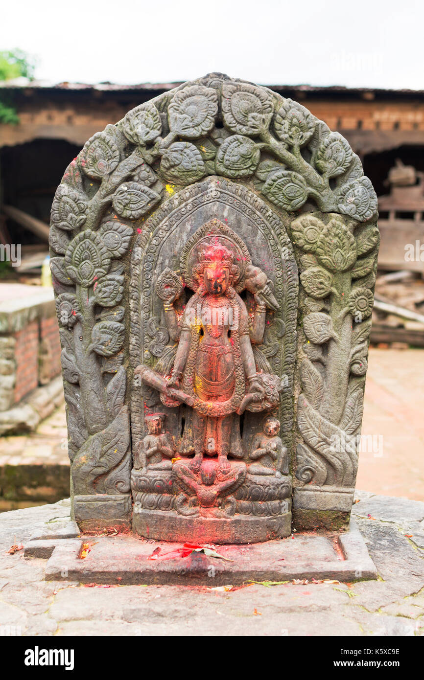 Stone sculptures in the premise of Changunarayan Temple, Bhaktapur