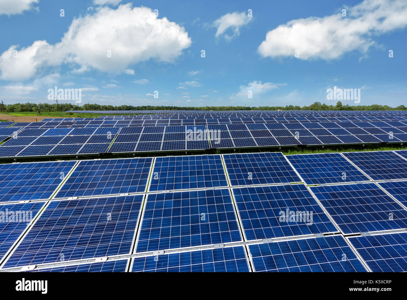Solar panel on blue sky background Stock Photo