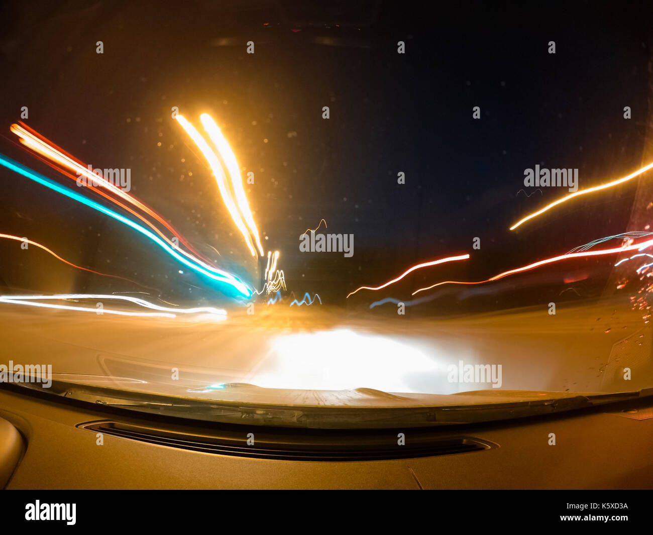 Fast driving on the car at night Stock Photo - Alamy